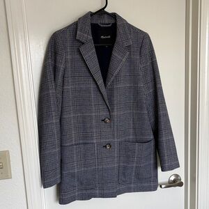 Madewell Dorset Blazer in Navy Glen Plaid - Size Medium